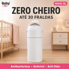Lixeira Fraldas Bebê 15L BabyMel Zero Cheiro Antiodor Antibacteriana Antiviral Tamanho Família Até 30 Fraldas