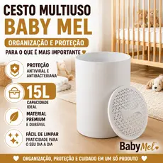 Cesto Multiuso 15L Baby Mel Antiviral Antibacteriano Organizador Roupa Bebe Infantil Protecao Virus Bacterias Envio 24hs