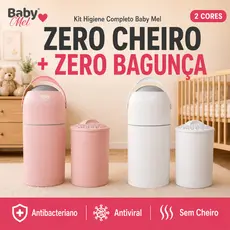 Kit Lixeira Fraldas + Cesto 10L Bebê Baby Mel Antiodor Antiviral Antibacteriano Zero Cheiro Quarto