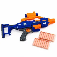 Lanca Dardos Infantil Alvo Papel Metralhadora de Brinquedo Diversao Acao Azul 20 Dardos