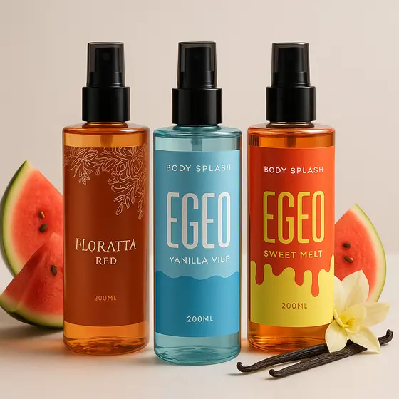 Kit 3/2/1 Body Splash Egeo Vanilla Vibe e Egeo Melancia + Floratta Red