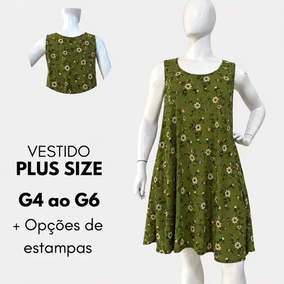 Vestido Estampado Plus Size Feminino Soltinho Malha Fria Casual Verão Tam G4 G5 G6 - BULKY