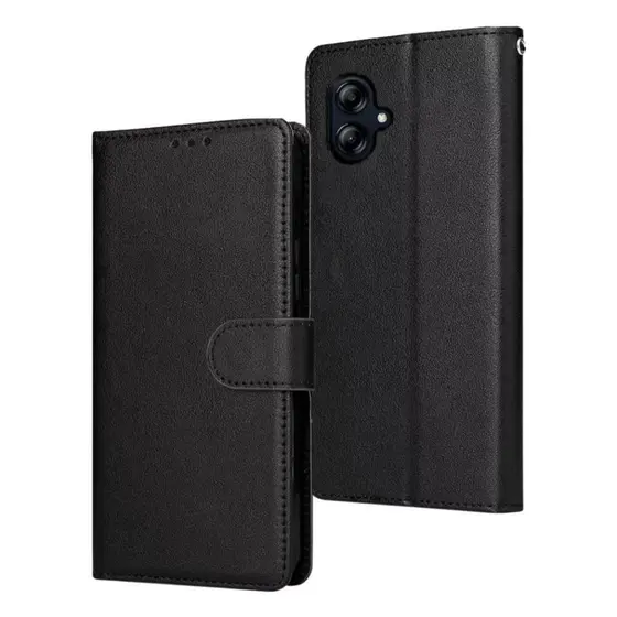 Capa Capinha Carteira Flip Preta + Película Para Galaxy A05