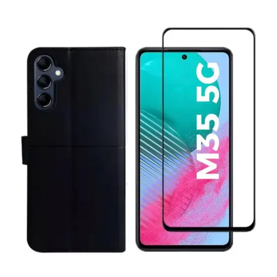 Capa Carteira Flip + Película 3D Para Samsung M35