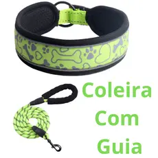 Coleira Com Guia para Cachorro Grande Acolchoada Resistente Golden Rottweiler Labrador Husky Pitbull