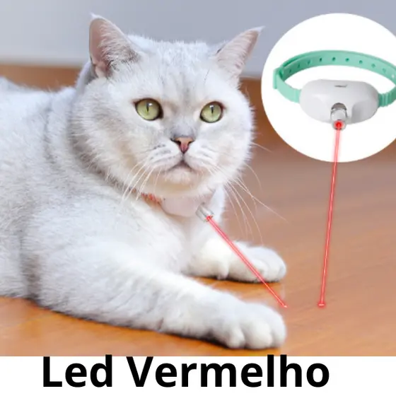 Coleira Interativa Com Laser Para Animais De Estimação Led Infravermelho Inteligente Gatos Cães
