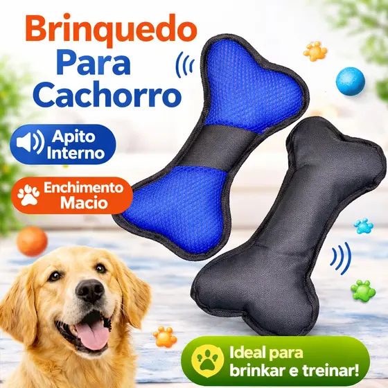 Brinquedo Para Cachorro Osso Interativo de Tecido Poliéster com Enchimento Macio – Pet Treinamento