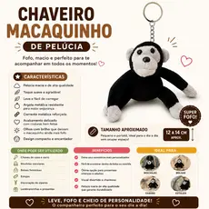 Chaveiro Macaquinho De Pelúcia Fofo Para Bolsa Mochila Chaves Presente