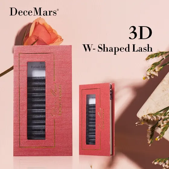 DeceMars 3D Extensões De Cílios Em Forma De W 3 Pontas C/D Pestana De Cachos