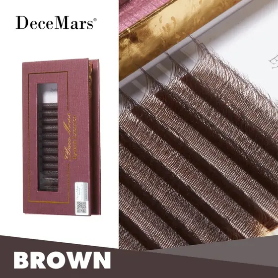 DeceMars 5D-Extensão De Cílios Em Forma De W (12 Linhas/Bandeja) Marrom