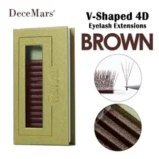 Extensões De Cílios Marrons 4D Em Forma De V DeceMars 12 Fileiras/Bandeja