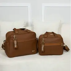 kit Bolsa maternidade e Frasqueira com 2 chaveiros personalizados menina/menino