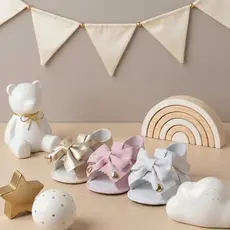 Sandália Infantil Bebê Feminina com Laço Delicado Antiderrapante Velcro
