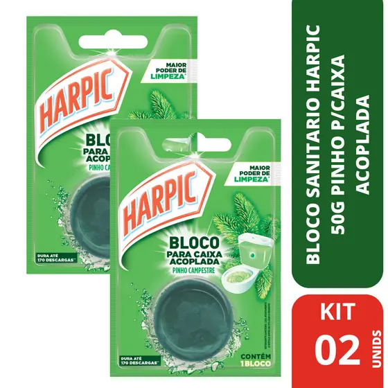 Kit com 2 Detergentes Sanitário Caixa Acoplada Pinho Harpic