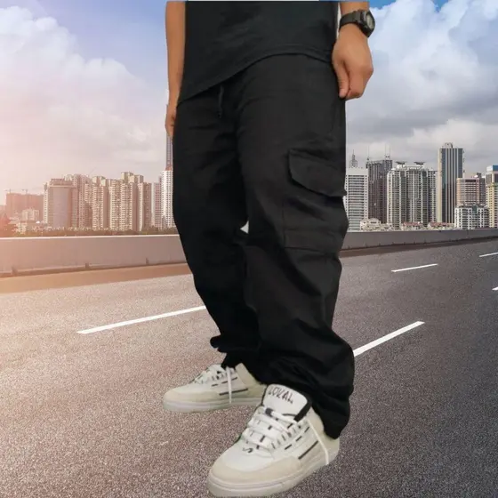 Calça Cargo Unissex Sarja com 6 Bolsos Funcionais