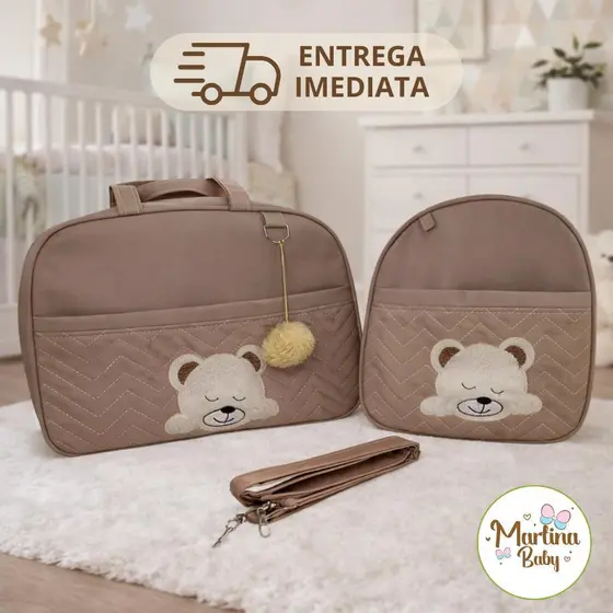 Kit Bolsa Maternidade Safari  com 2 peças Mala G e Mochila M Menino