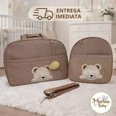 Kit Bolsa Maternidade Safari  com 2 peças Mala G e Mochila M Menino
