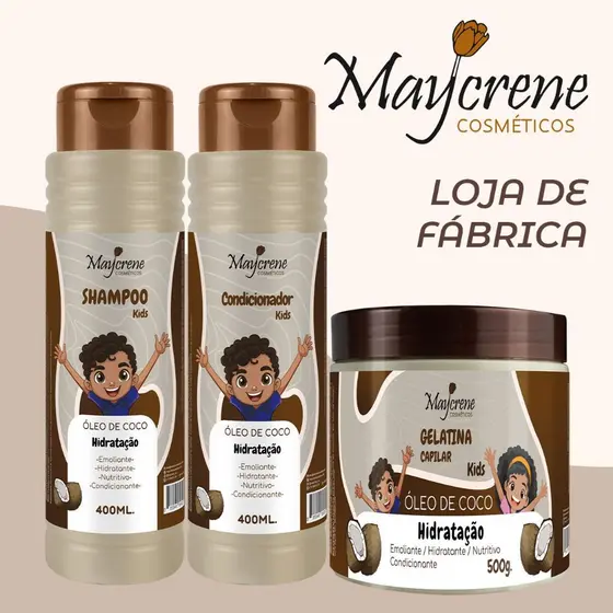 Kit Infantil Óleo de coco Masculino Maycrene