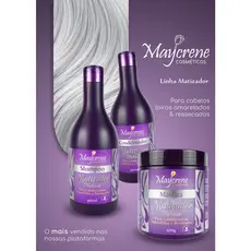 Kit Matizador Platinum 500ml Maycrene | Loiros Claros sem Amarelo – Shampoo + Condicionador +Máscara