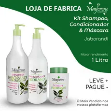 Kit Capilar Jaborandi 3x1L | Fortalecimento e Crescimento Capilar |Shampoo + Condicionador + Máscara