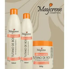 Kit Tutano de Boi Maycrene | Blindagem Capilar contra Queda + Nutrição Profunda – 3x500ml
