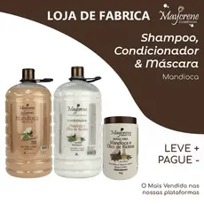 Kit Mandioca 2L  - 1 Shampoo 2L+ 1 Condicionador 2L + 1 Máscara 1KG - Nutri e Repara Fios