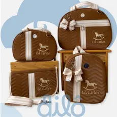 Conjunto de bolsa maternidade para bebê, modelo caramelo cavalinho. Kit personalizado luxo.