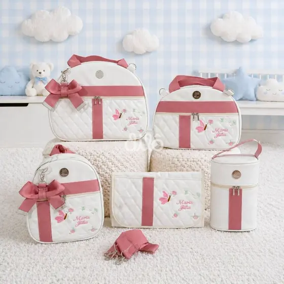 Kit de bolsas personalizadas brasão de borboleta. Conjunto bolsas meninas, Dilô Kids