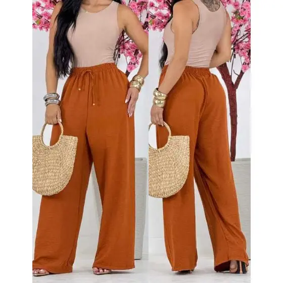 Calça Pantalona Feminina Dunas Elastico Cintura Bolso e muito Confortavel