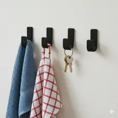 Kit Ganchos Parede | Porta Toalhas Panos Chaves | Organização Versátil | Fixação 3M VHB ou Parafuso