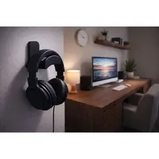 SUPORTE DE FONE DE OUVIDO | C/ BUCHA E PARAFUSO | HEADPHONE | PAREDE | PRETO E BRANCO | HEADSET