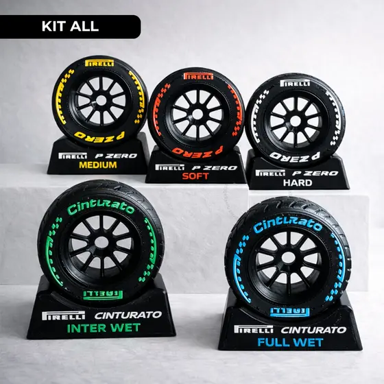Pneus De Formula 1 Pirelli Coleção P-Zero Cinturato Impressão 3D Decoração