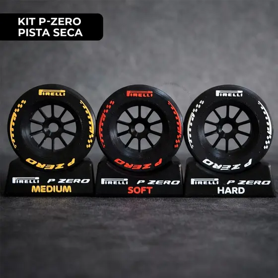 Pneus De Formula 1 Pirelli Pista Seca Coleção P-Zero Impressão Decoração Miniatura