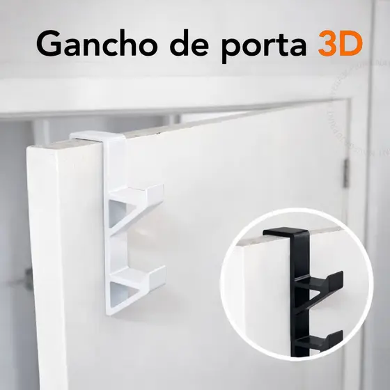 Suporte Para Porta Resistente Gancho Duplo Preto e Branco Para Roupas Camisas Calças Mochilas Bolsas