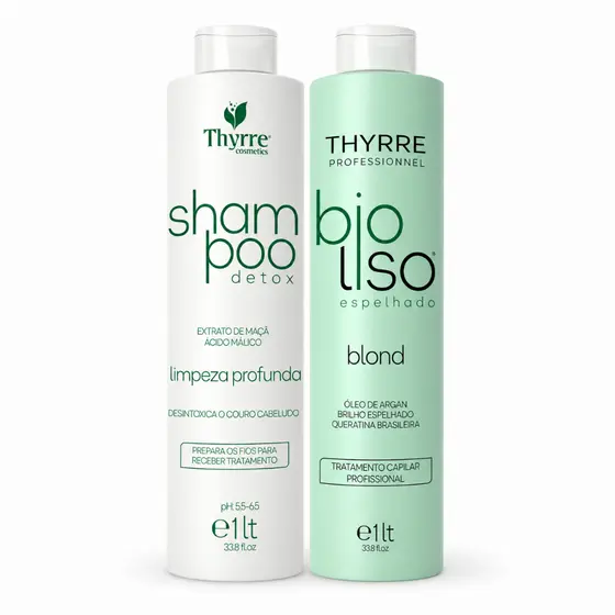 Kit BioLiso Blond 1L Escova Progressiva Selagem 0% Formol Semi-Definitiva Selagem Térmica Thyrre