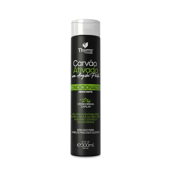 Condicionador Carvão Ativado Argila Preta Hidratação Cronograma Capilar Thyrre Cosmétics