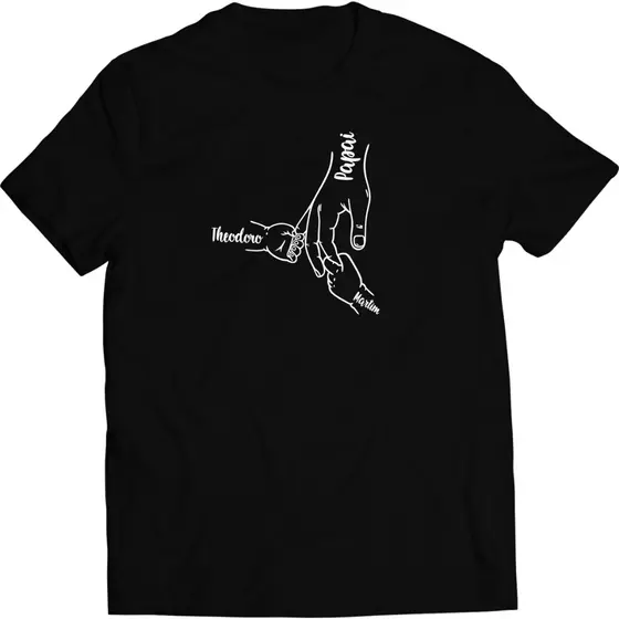 Camiseta Personalizada Dia dos Pais - Pai e Filhos 2 Nomes 100% Algodão Tamanho P ao G3