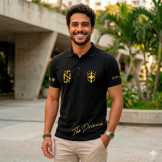 Camisa Polo Neymar Junior edição The Prince Esportiva ESTAMPA EM DTF