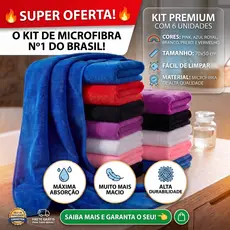 Kit 6 Panos De Chão Microfibra 70x50cm Grande Super Absorvente Alta Durabilidade Macio - Envio Imediato