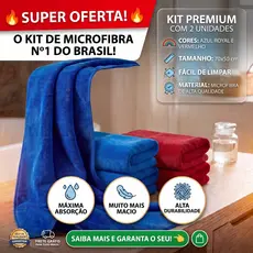 Kit 2 Panos De Chão Microfibra 70x50cm Grande Super Absorvente Alta Durabilidade Macio - Envio Imediato