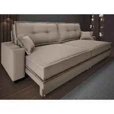 Sofá Palermo 2,80m Retrátil e Reclinável Velosuede Capuccino - NETSOFAS
