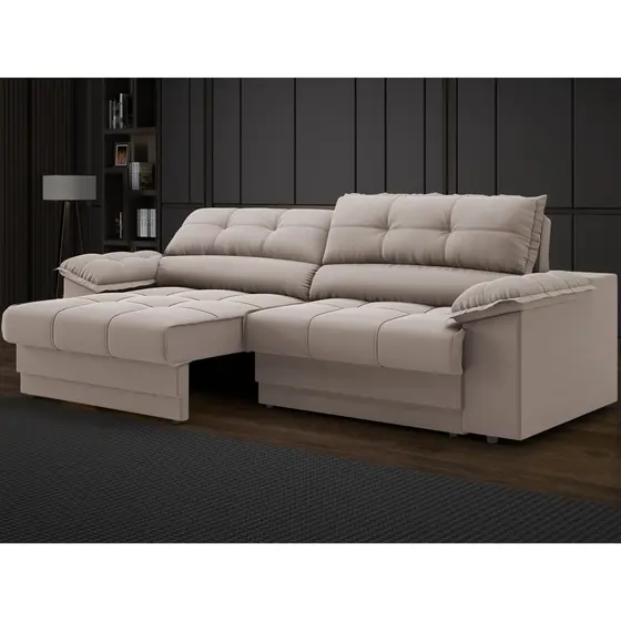 Sofá com Carregador USB Retrátil Reclinável Mimo 2,00m Velosuede Bege - NETSOFAS