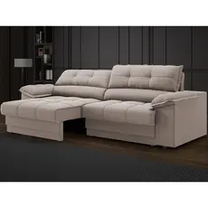 Sofá com Carregador USB Retrátil Reclinável Mimo 2,00m Velosuede Bege - NETSOFAS