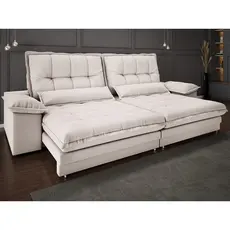 Sofa Bergamo 2,90m Assento Retratil e Reclinavel Velosuede Areia - NETSOFAS