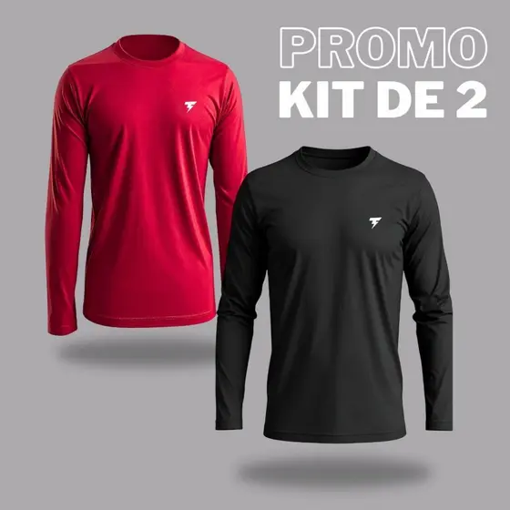 Kit 2 Camisas Manga Longa Proteção Uv50 Segunda Pele Pesca Praia Moto Ciclismo