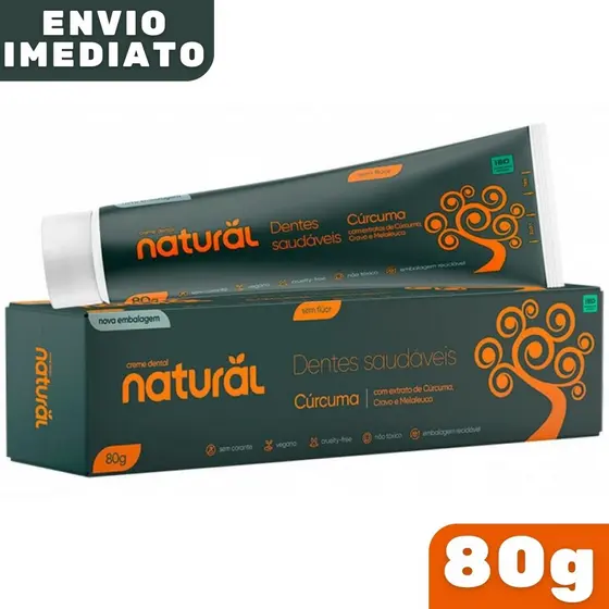 Creme Dental Orgânico Natural Cúrcuma Cravo e Melaleuca 80g