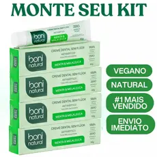 Creme Pasta Dental Natural Vegano Menta e Melaleuca Sem Flúor 90g - Boni Natural