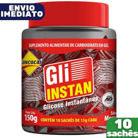 Gli-Instan Sabor Morango Glicose Instantânea Cartucho Com 10 Balas - Lowçucar