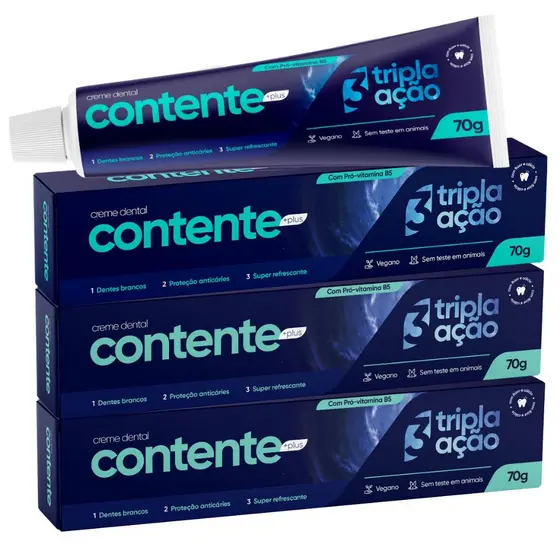 Kit 3 Creme Dental Vegano Tripla Ação 70g - Contente Plus