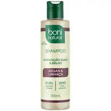 Shampoo Natural Vegano Argan E Linhaça 300ml - Boni Natural